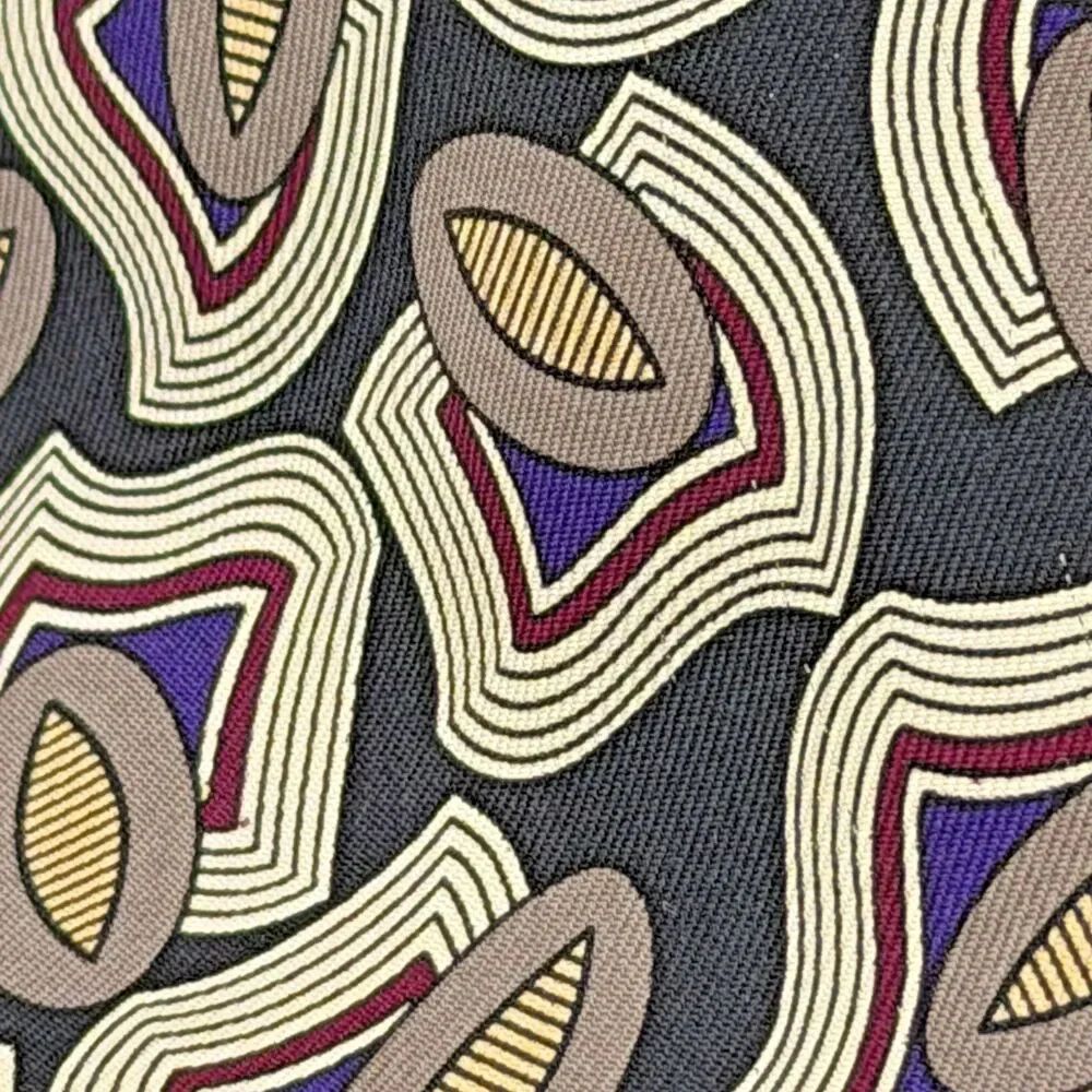 Robert Talbott Studio for Halls Silk Tie Geometric Abstract Black Taupe 60x3.75